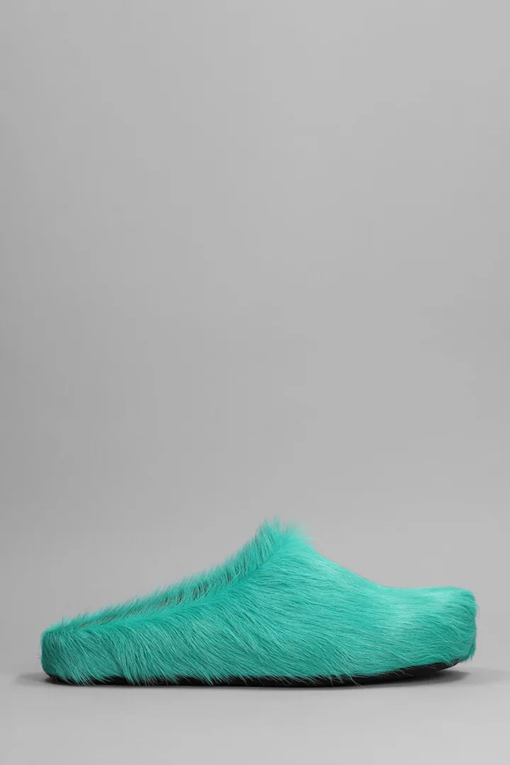 Slipper-mule In Green Pony Skin