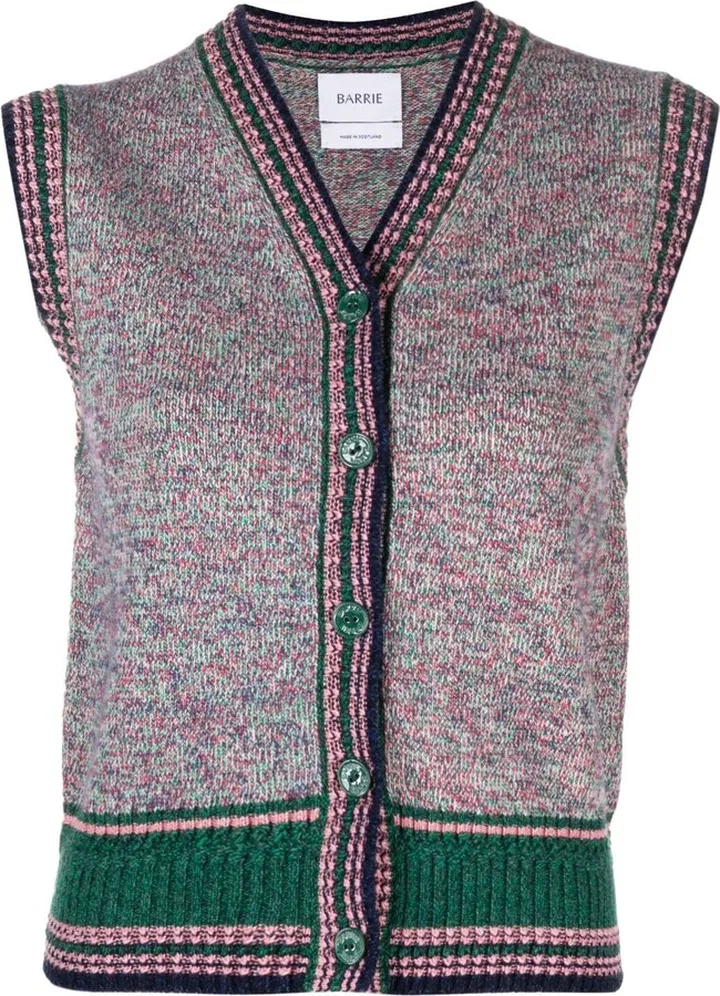 Pink V-Neck Sleeveless Cashmere Cardigan