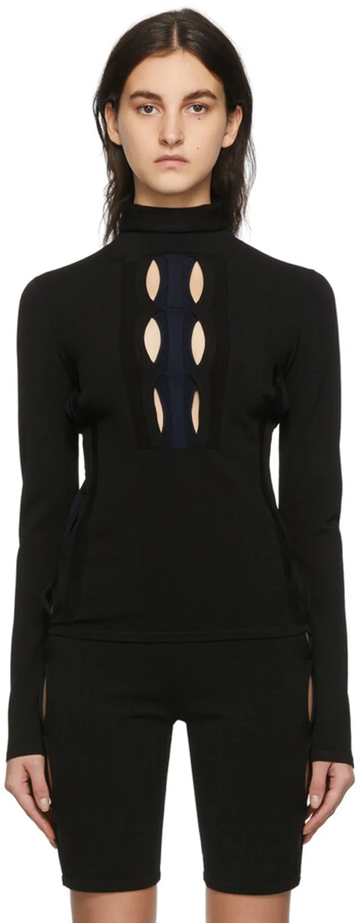 Dion Lee Black & Navy Double Hosiery Turtleneck