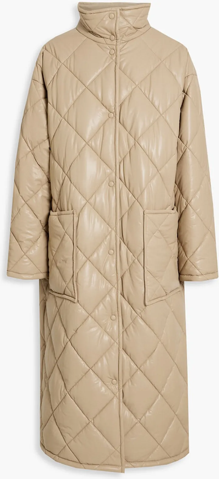 Sage quilted faux leather coat