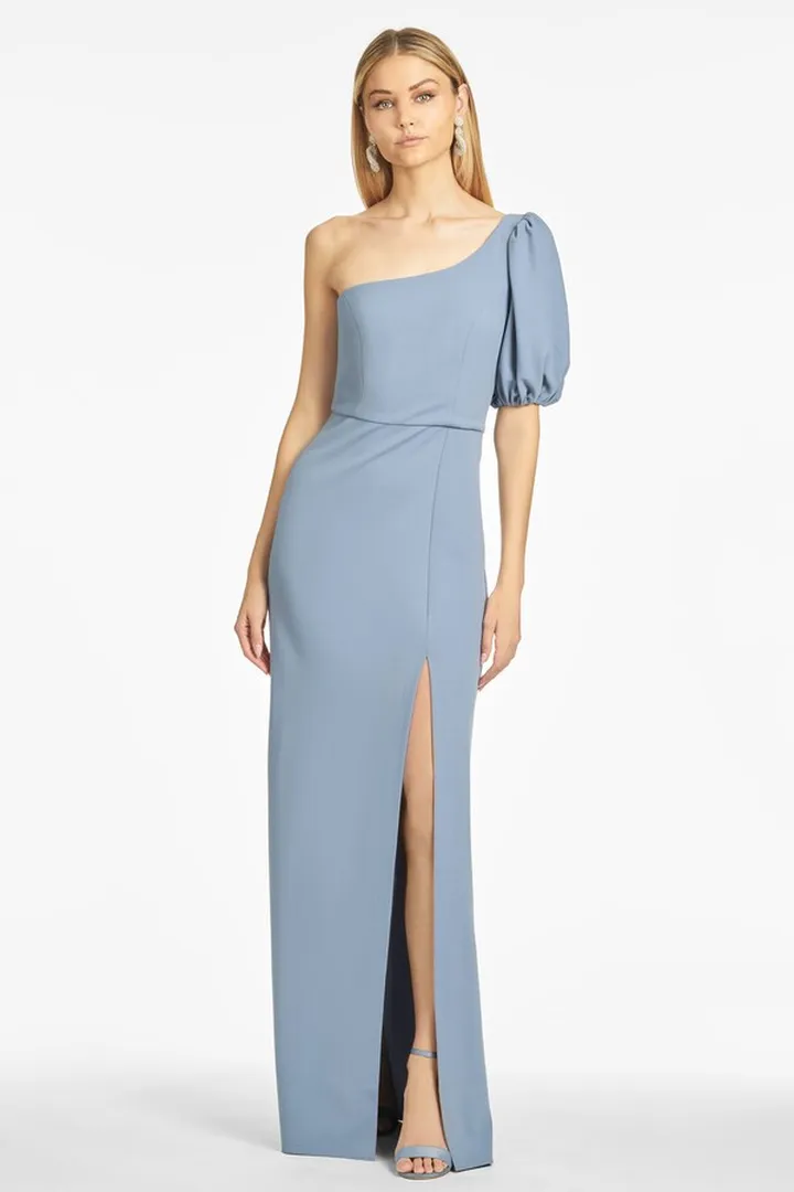 Nadia 4-Way Stretch Crepe Gown - Slate Blue