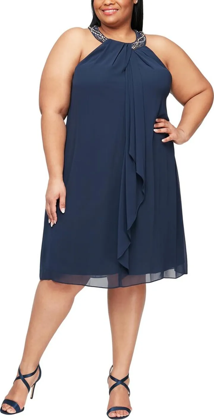 Short Halter Beaded Neck Dress