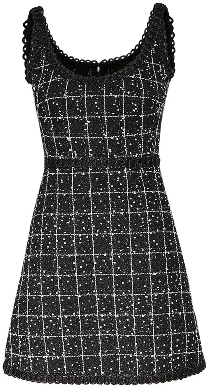 Bouclé checked mini dress