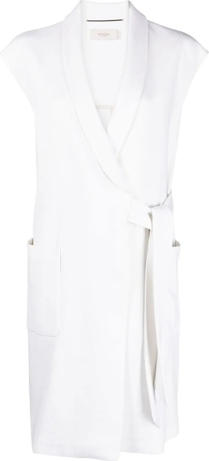 Logo-Detail Belted Sleeveless Coat