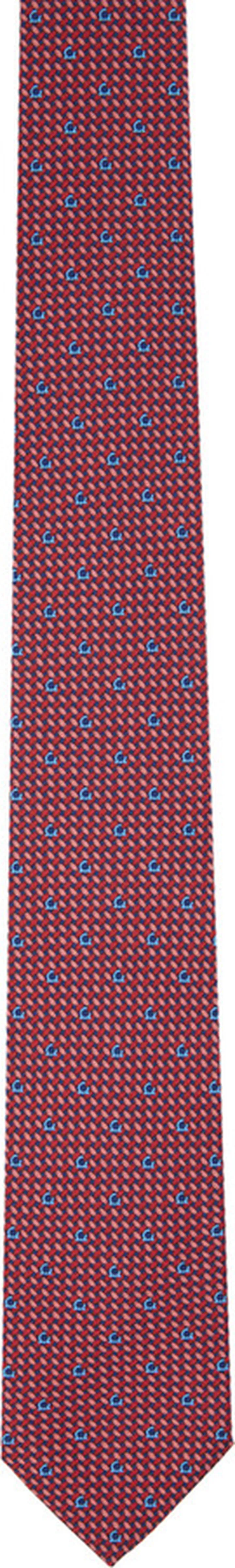 Ferragamo Red & Blue Gancini Print Tie