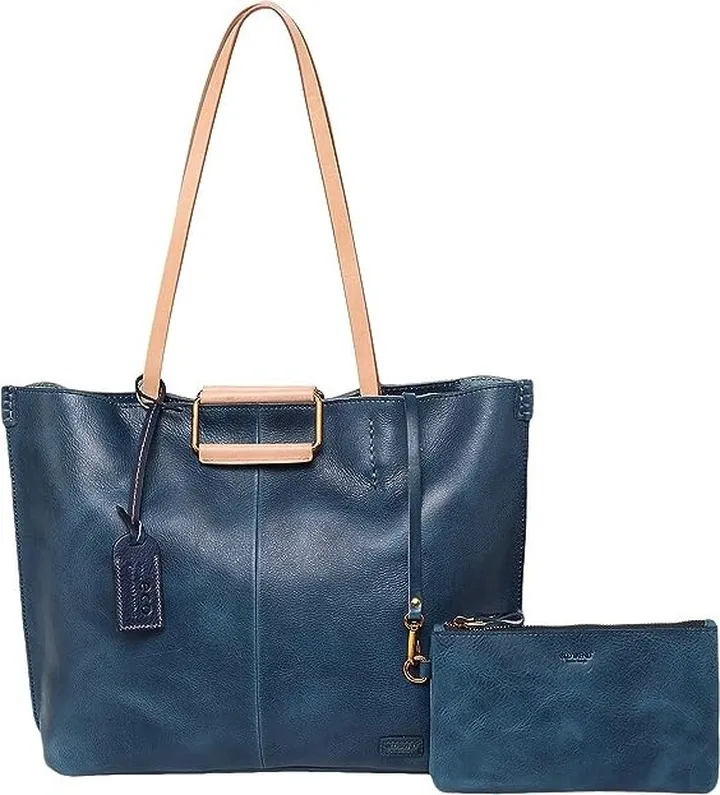 Old Trend Genuine Leather High Hill Tote Bag (Navy) Handbags
