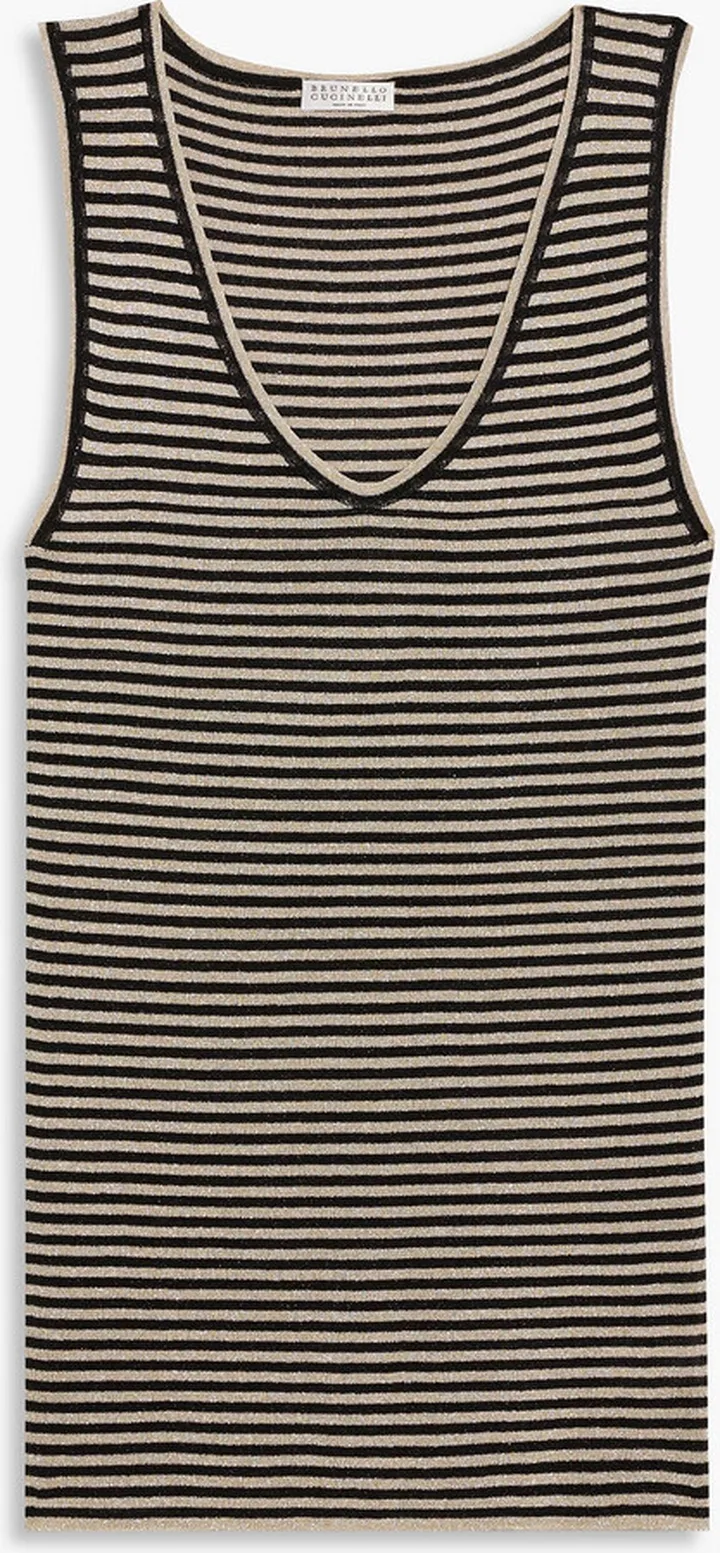 Metallic striped stretch-jersey tank