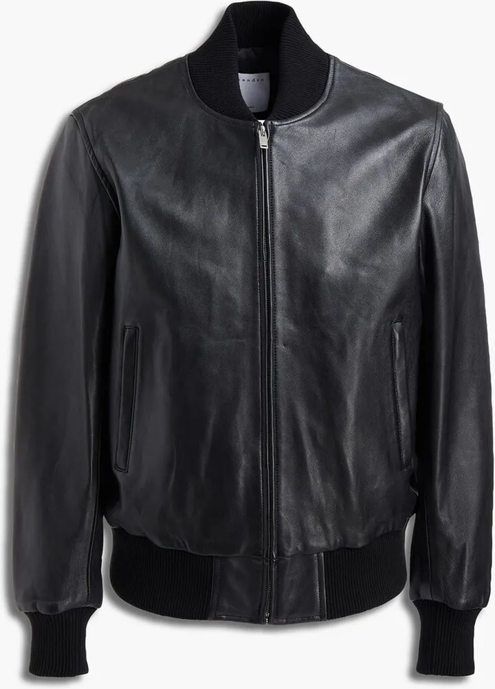 Leather bomber jacket