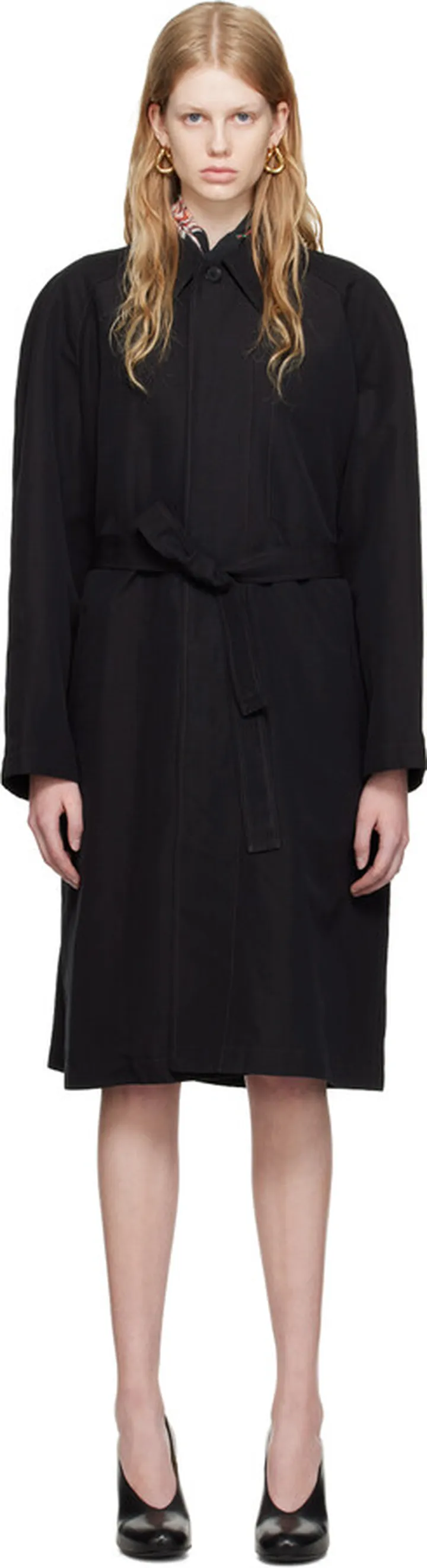 LEMAIRE Black Belted Lightweight Coat
