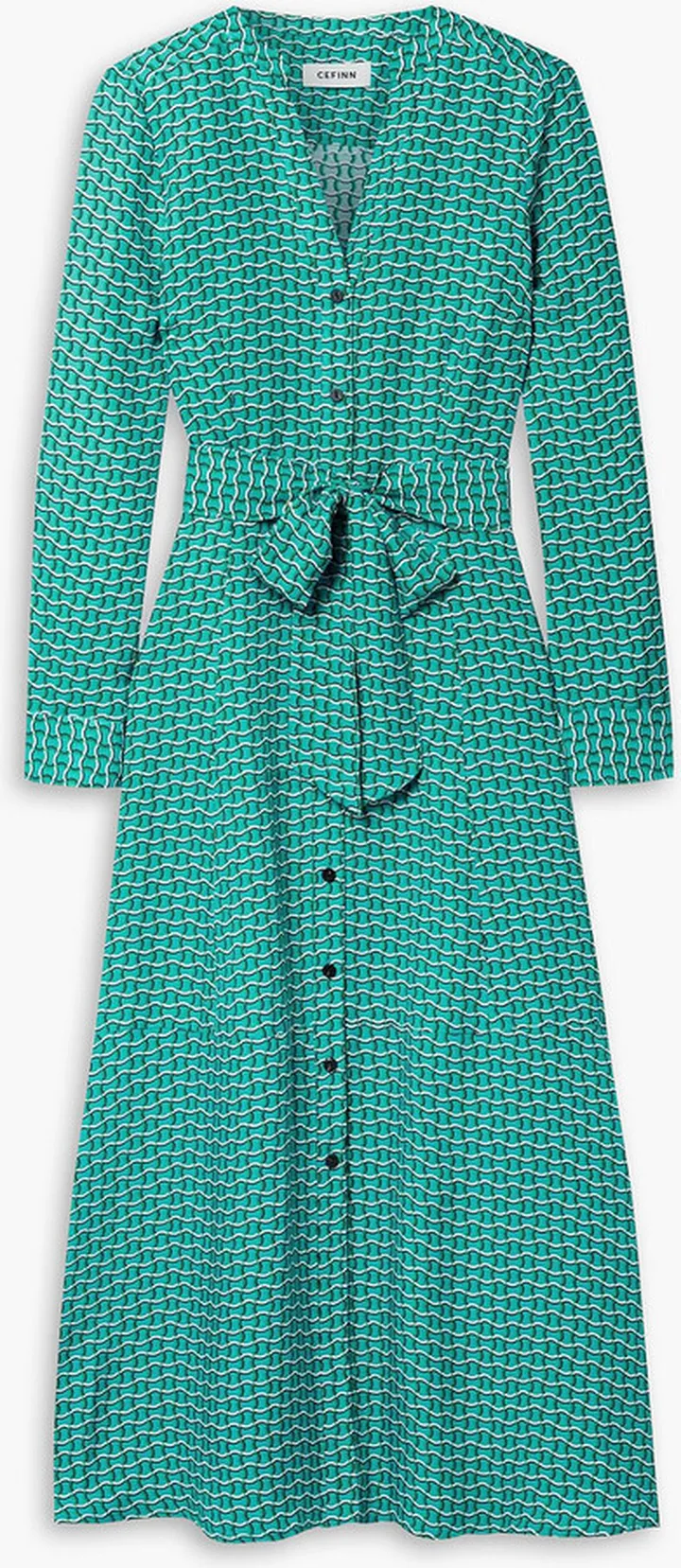 Davika belted printed satin-twill midi dress