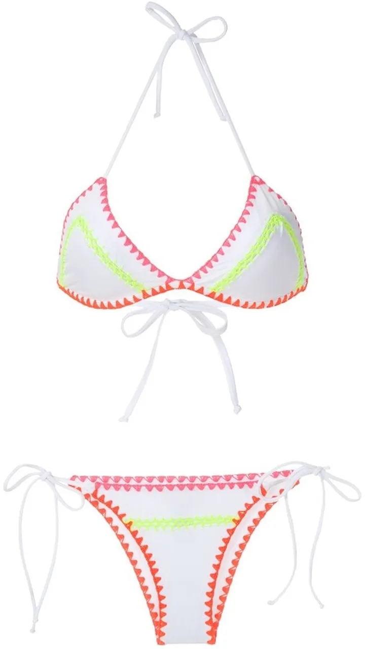 Crochet neon trim bikini set