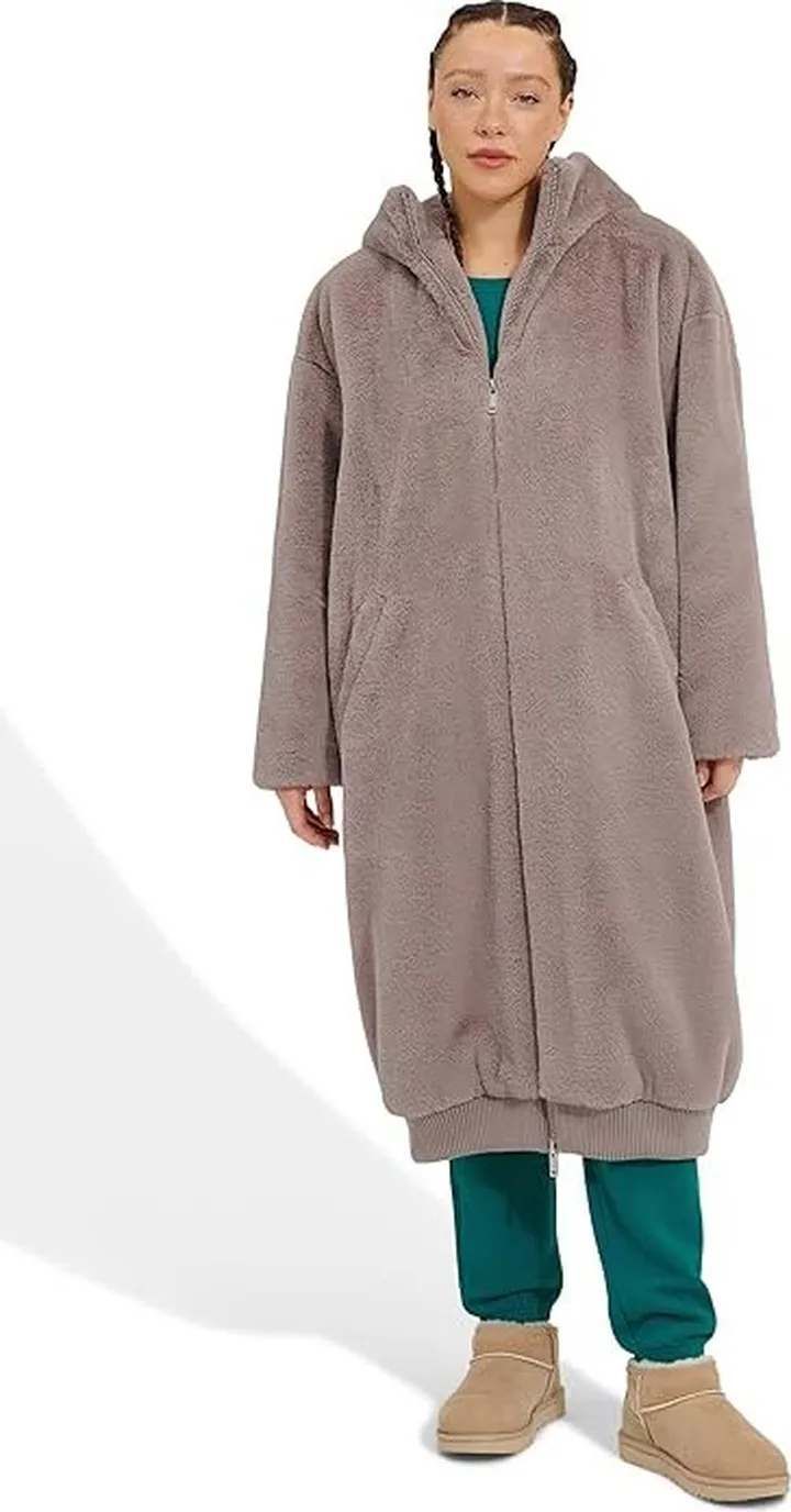 UGG Koko Oversized Faux Fur Coat (Wolf Grey) Women's Clothing