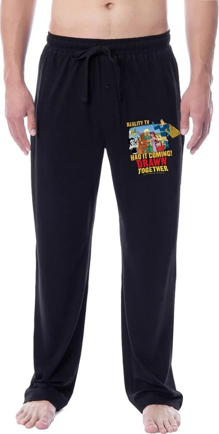 Comedy Central Mens' Drawn Together TV Show Logo Sleep Pajama Pants (L) Black