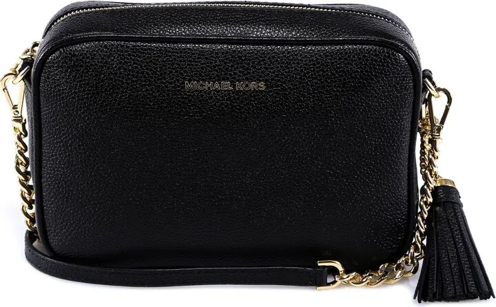 Leather shoulder bag with tassel detail