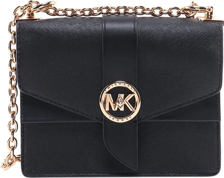 Saffiano leather shoulder bag with metal logo