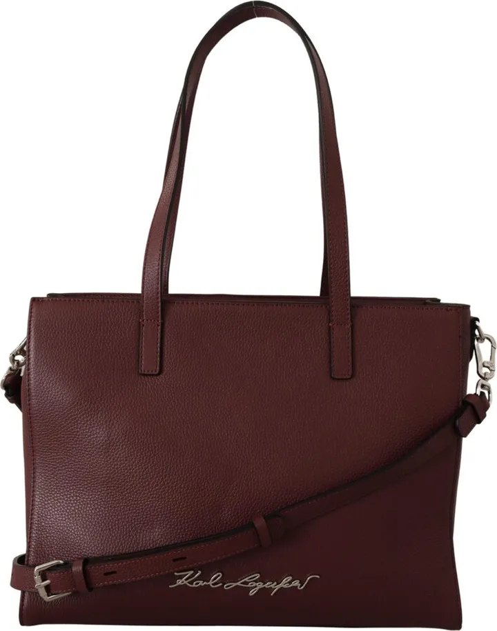 Karl Lagerfeld Wine Pebble Leather Tote Women's Bag