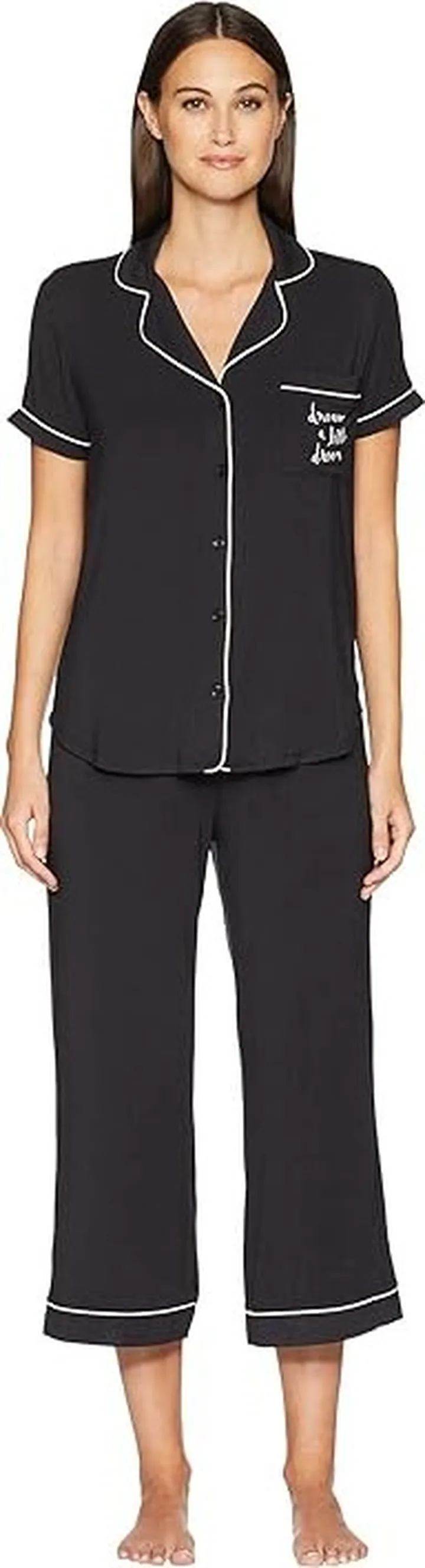 Kate Spade New York Dream a Little Dream Cropped Pajama Set (Black) Women's Pajama Sets