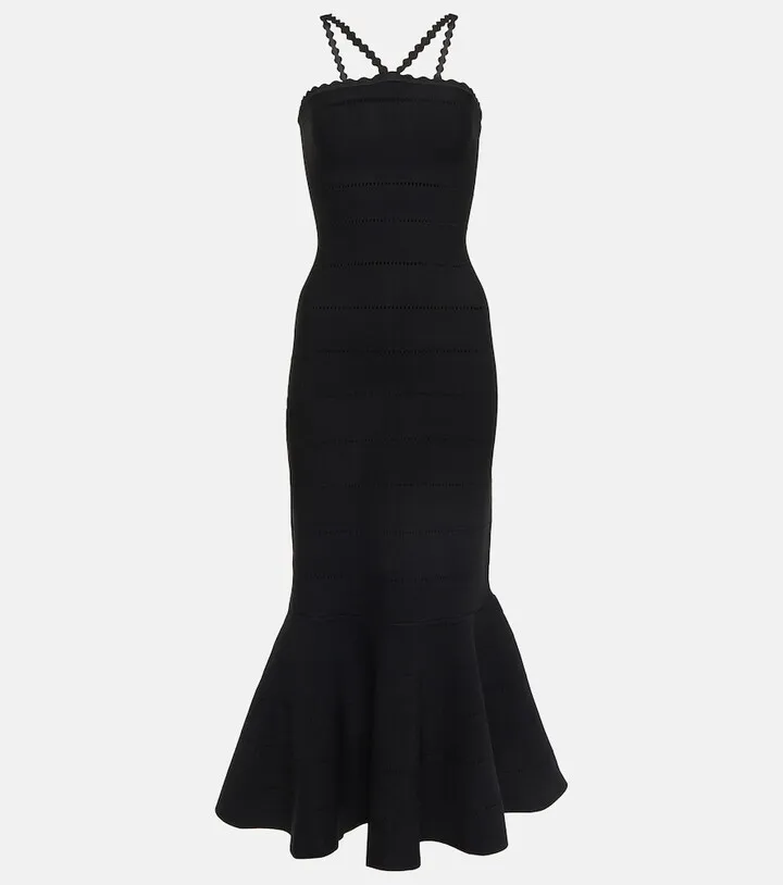 Openwork knit midi dress