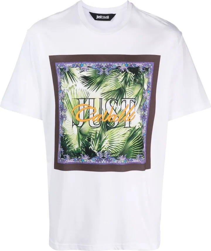 palm tree-print cotton T-shirt
