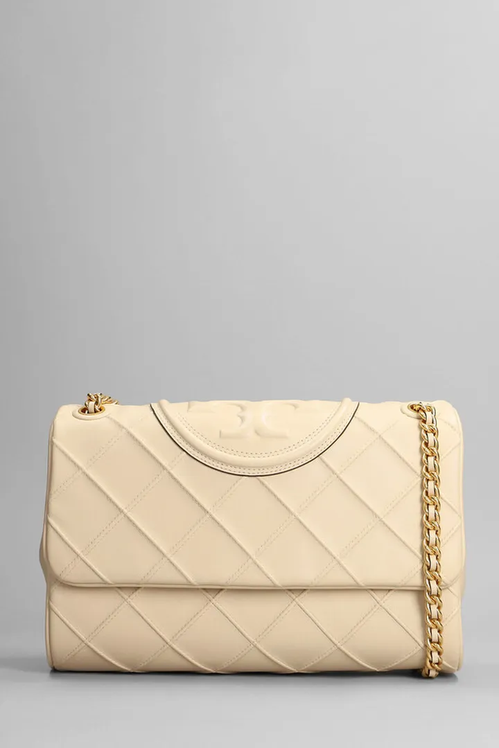 Fleming Soft Shoulder Bag In Beige Leather