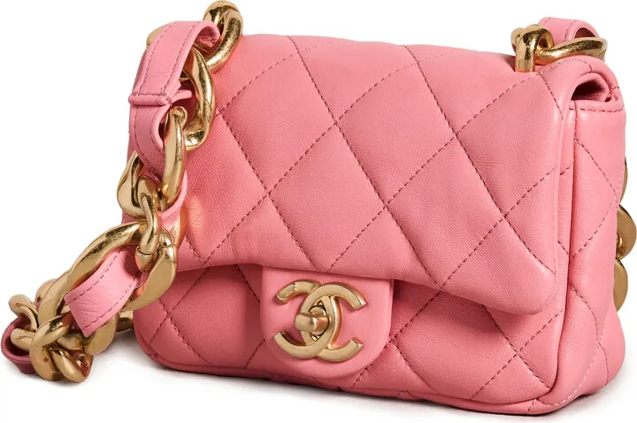 What Goes Around Comes Around Chanel Pnk Lamb Funky Twin Flap Mni