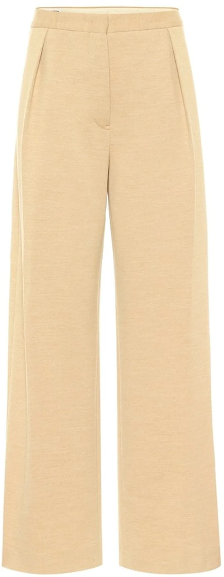 High-rise straight wool-jersey pants
