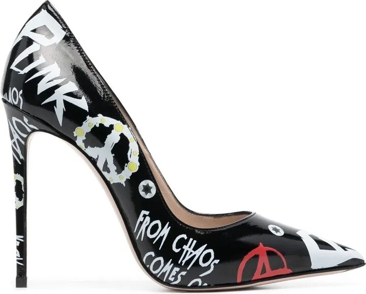 Punk 120mm graffiti-print pumps