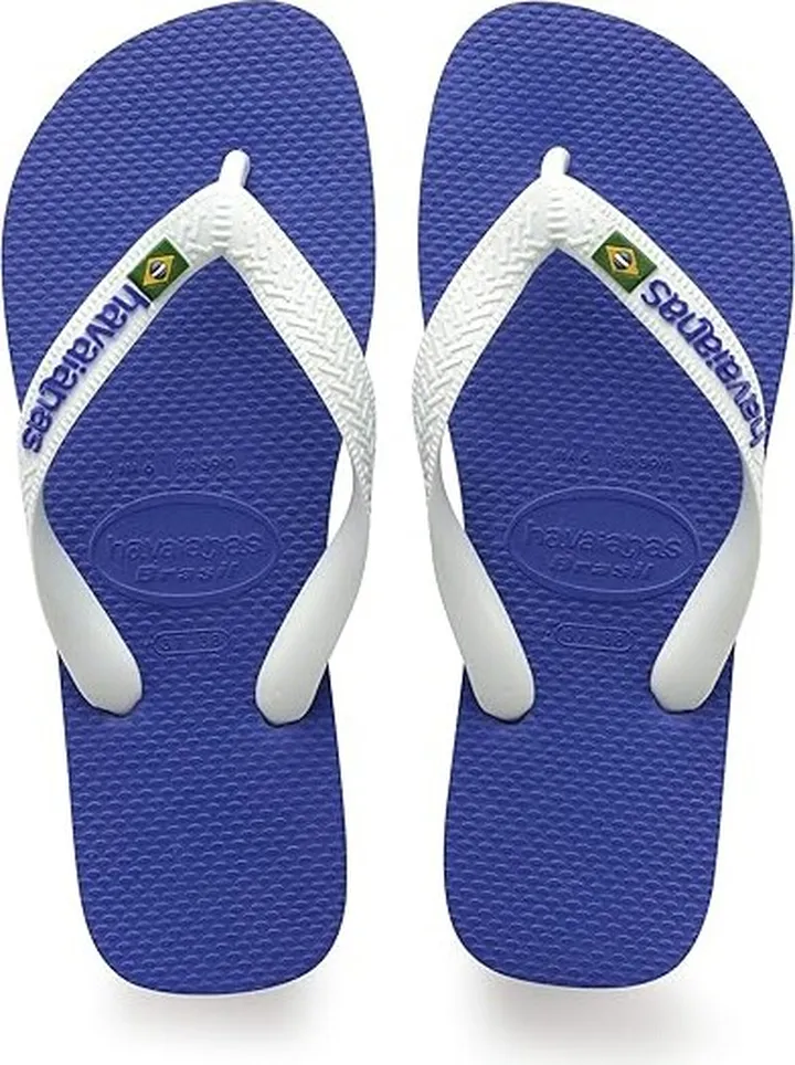Havaianas Brazil Logo Unisex Flip Flops (Marine Blue) Women's Sandals