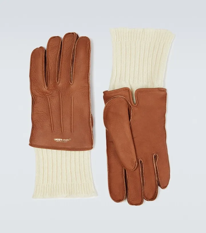 Wool-trimmed leather gloves