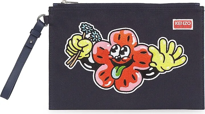Graphic Cotton Zip Pouch