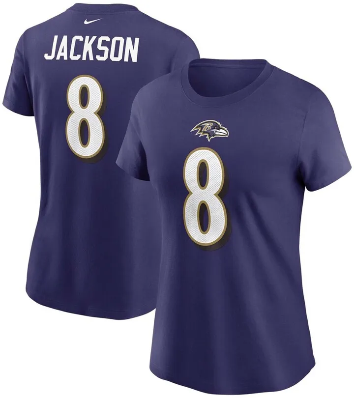 Women's Lamar Jackson Purple Baltimore Ravens Name Number T-shirt
