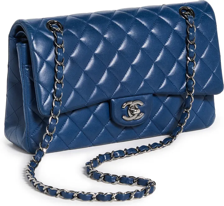 What Goes Around Comes Around Chanel Blue Lambskin 2.55 10 Bag"
