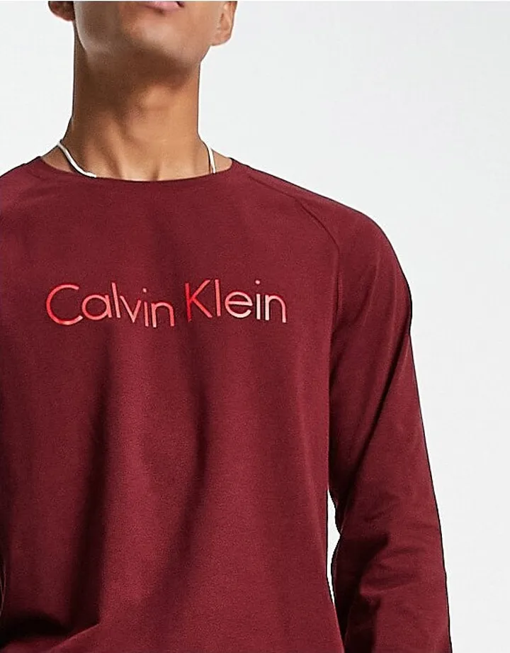 Calvin Klein long sleeve top and pants lounge set in red