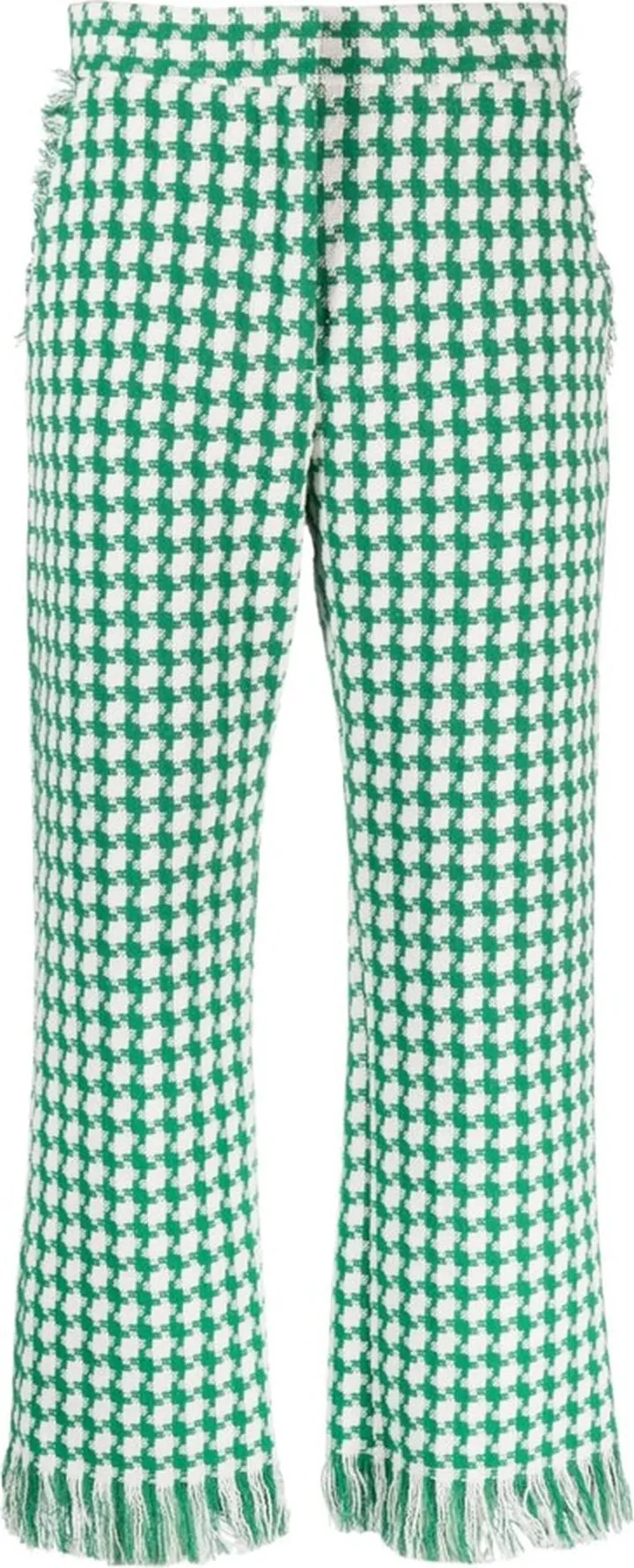 Straight-Leg Houndstooth-Pattern Pants