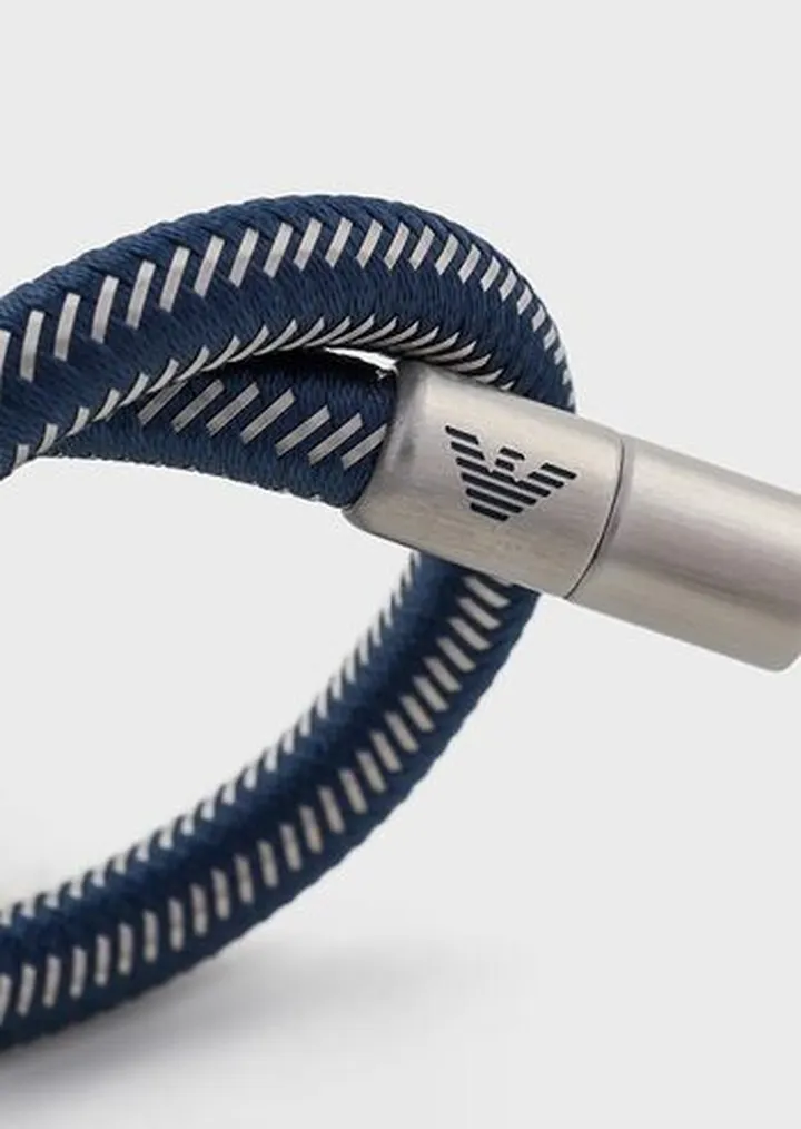 Blue Nylon and Stainless Steel ID Bracelet