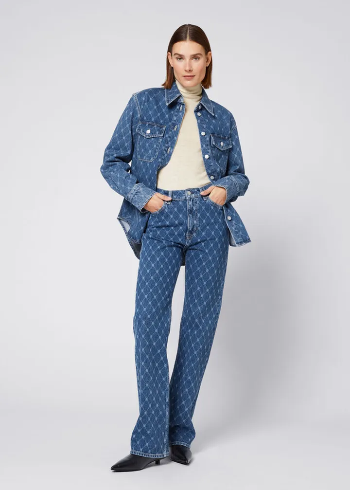 Distressed Laser Print Flared Jeans