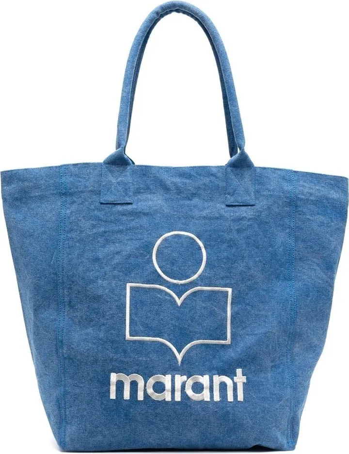 Blue Embroidered-Logo Tote Bag