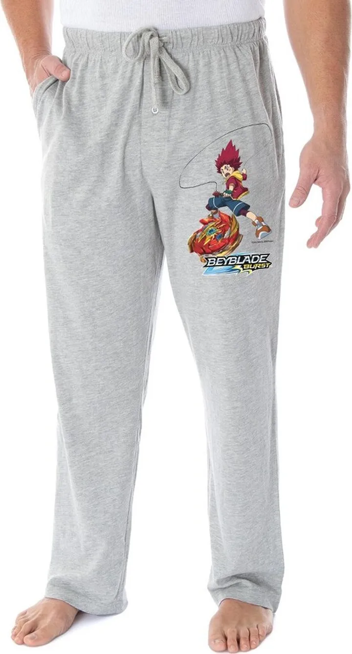 Beyblade Burst Rise Adult Hyuga Asahi Character Loungewear Sleep Pajama Pants Medium Grey