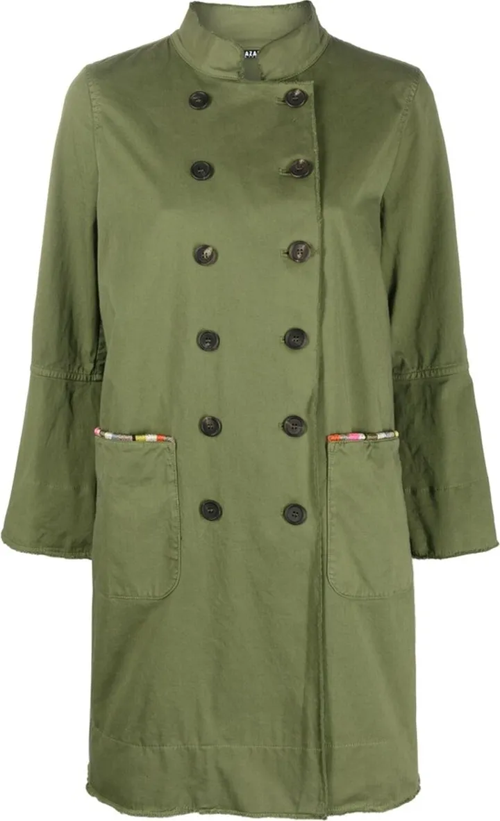 Stripe-Trimmed Double-Breasted Coat