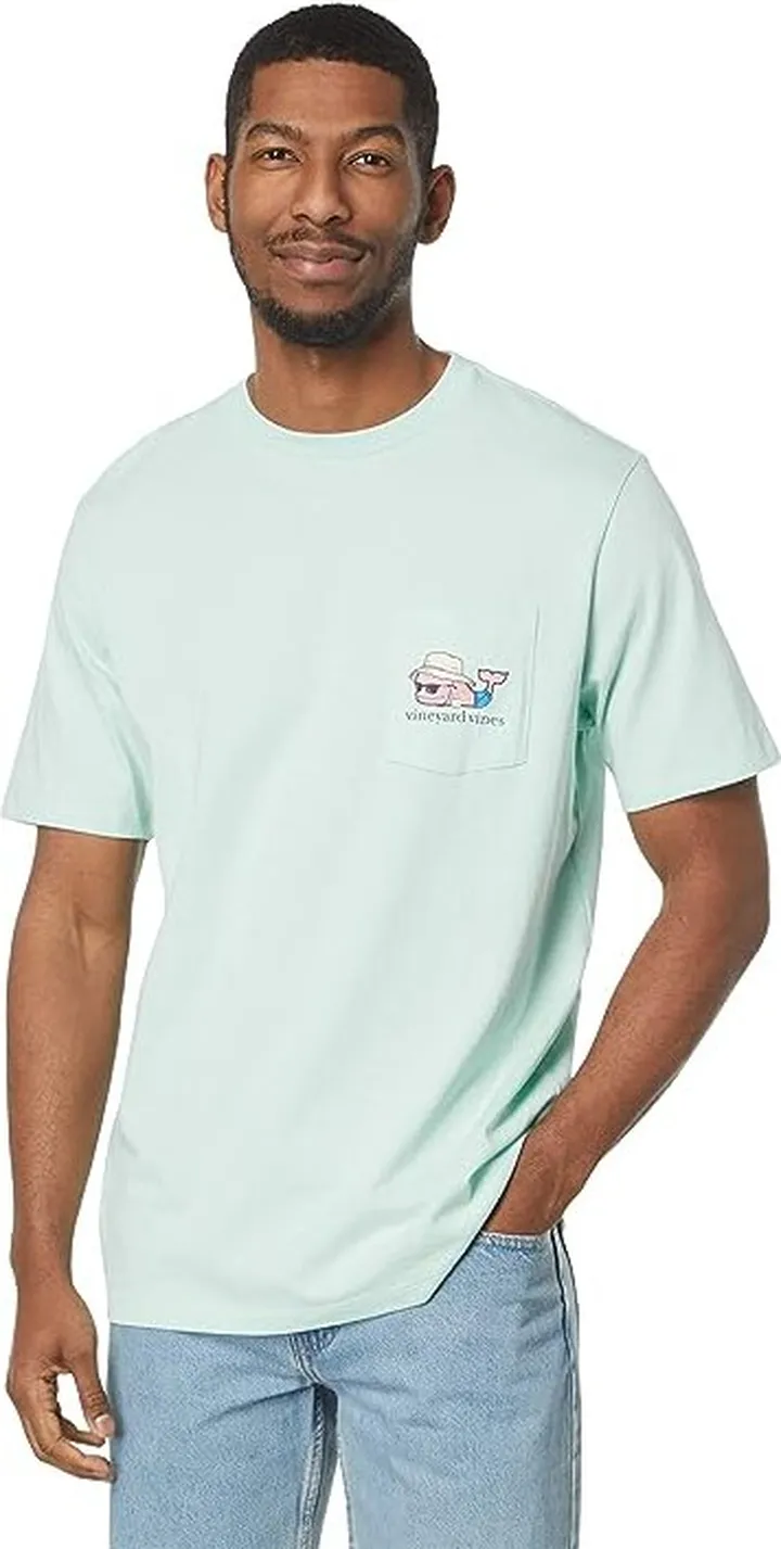 Vineyard Vines Hammock Whale Short Sleeve Pocket Tee (Crystal Blue) Men's Clothing