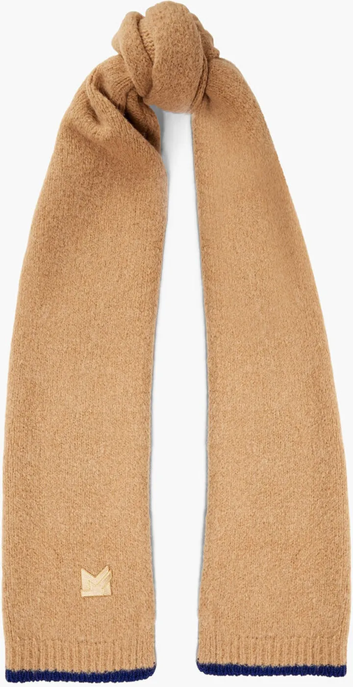 Appliquéd brushed knitted scarf