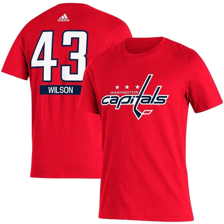 Men's adidas Tom Wilson Red Washington Capitals Player Name and Number T-shirt