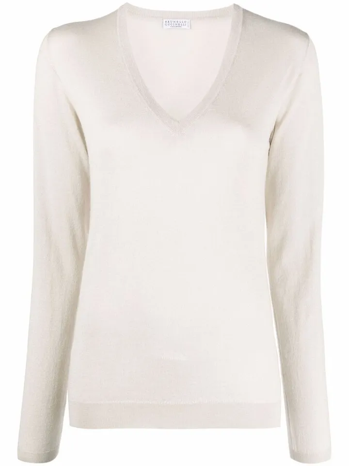 cashmere-blend V-neck jumper