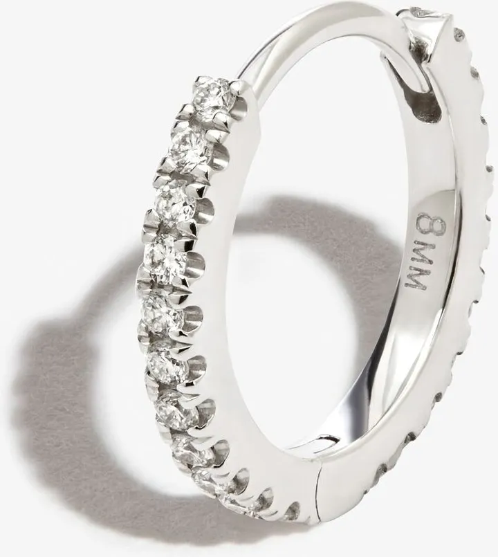 18K White Gold Eternity Diamond Hoop Earring