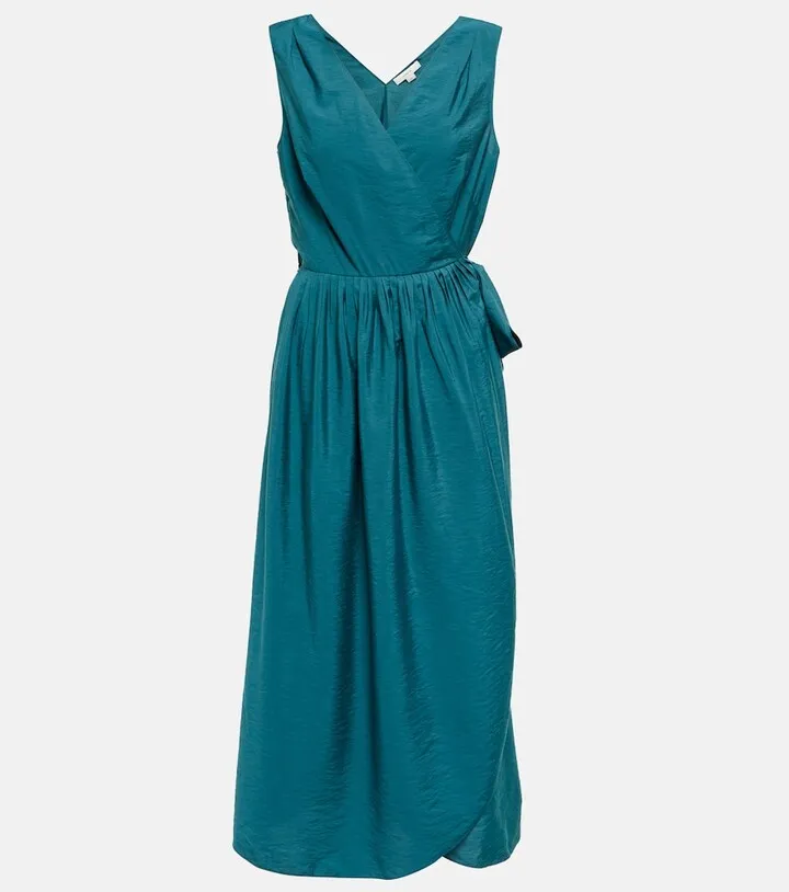 Wrap-front midi dress