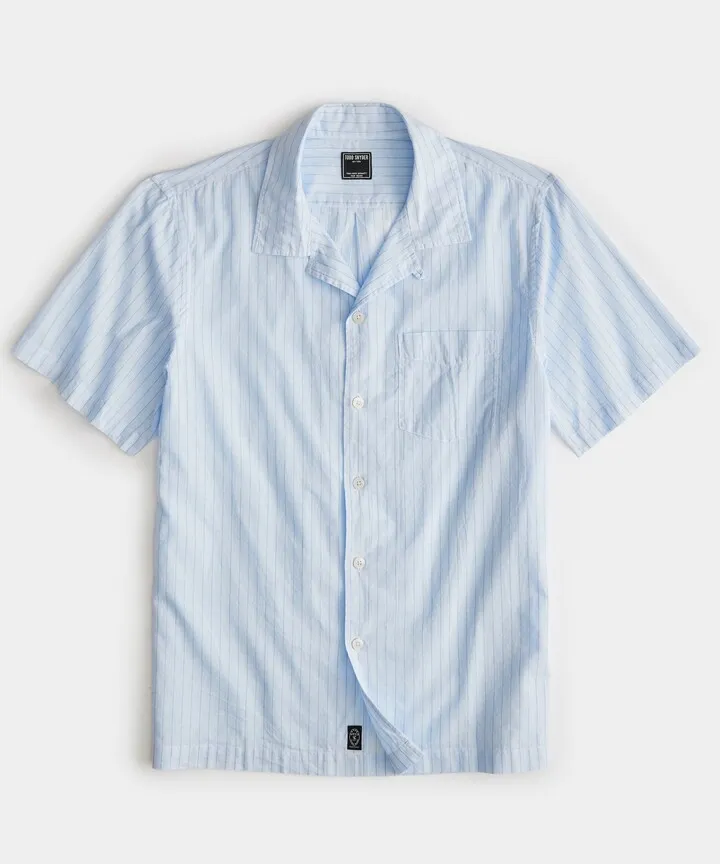 Short Sleeve Summerweight Shirt in Blue Stripe