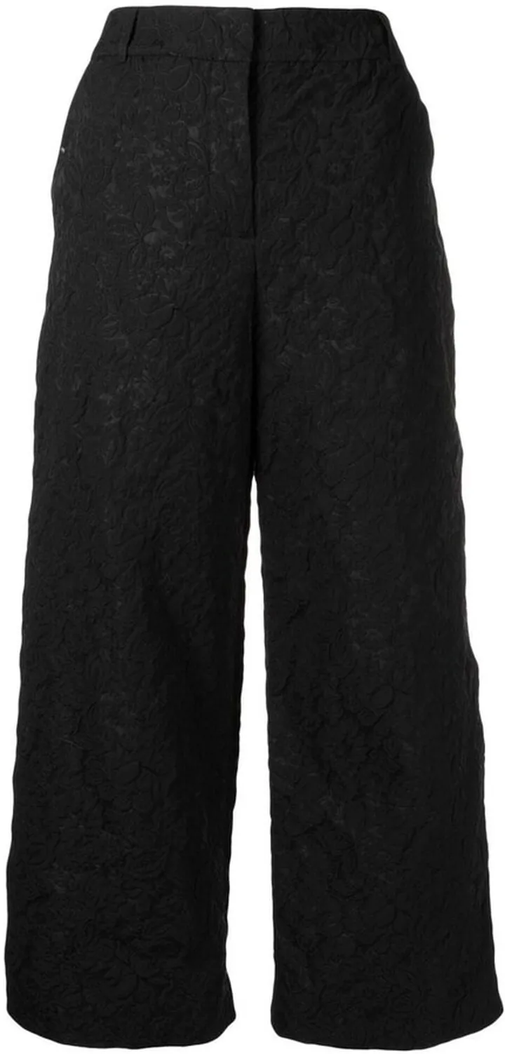 Floral-Embroidered Cropped Trousers