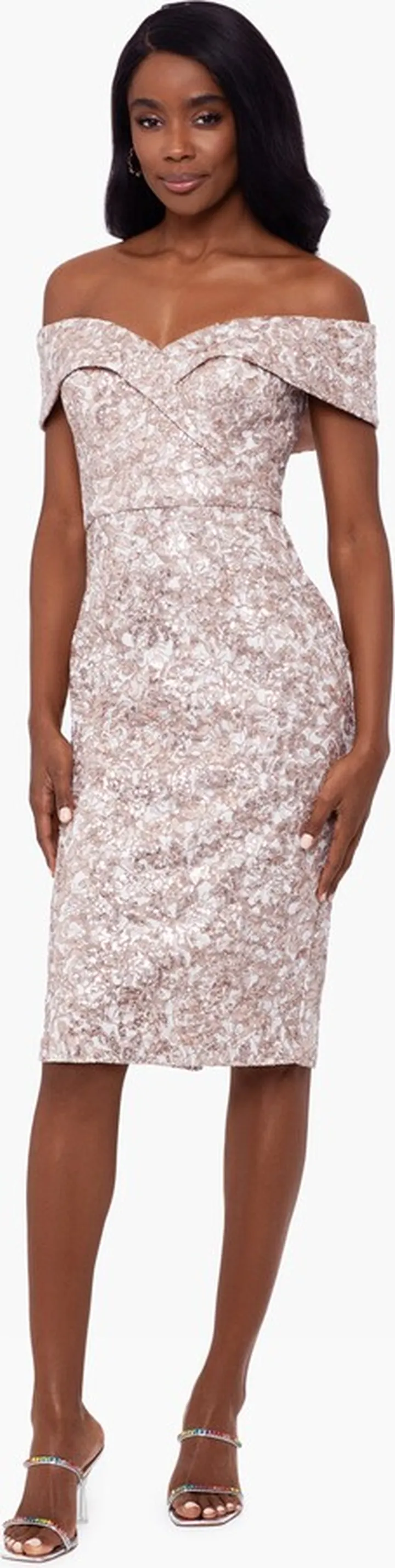 Sequin Lace Off The Shoulder Dress