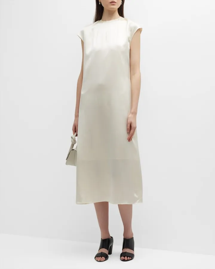 Dola Cap-Sleeve Silk Midi Dress