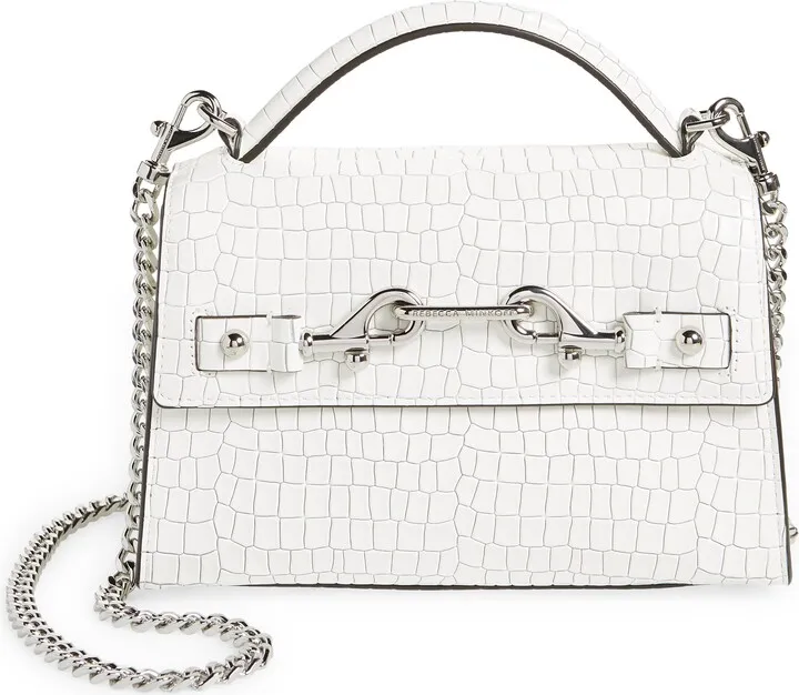 Lou Top Handle Croc Embossed Leather Crossbody Bag